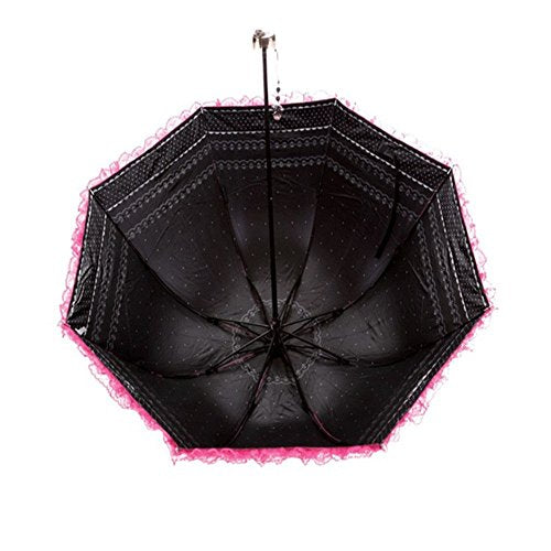 Honeystore Princess Lace Ultraviolet-Proof Folding Umbrella Anti-uv Dome Parasol - color: Style1 Fuchsia
