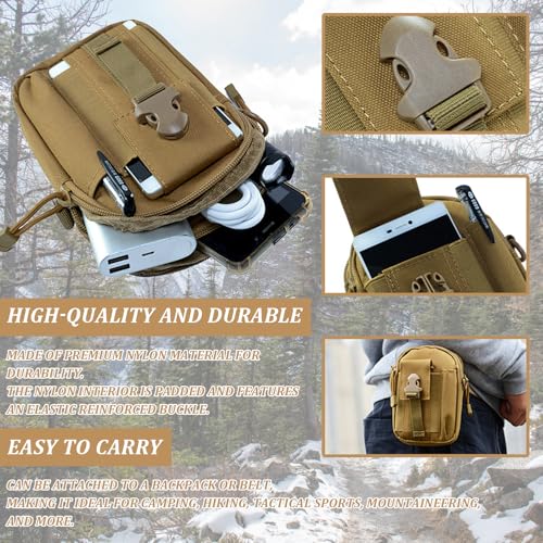 Utility Pouch, MOLLE-Compatible Waist Bag with Phone Holder - color: Khaki