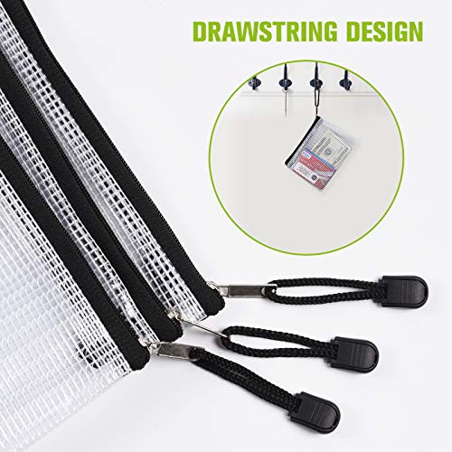 6PCS Mesh Zipper Pouch Bags: B5 Clear Zipper Pouches for Classroom, Black | 11.26×7.9 Inch Plastic Mesh Bag Document Pouch, Waterproof Organizing Pouch for School Office Supplies,Bikini Travel Storage - color: Black, size: B5 (11.26×7.9 inch)