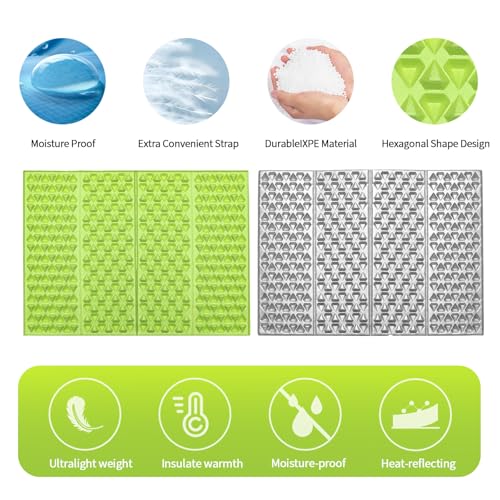 FOCHIER F Stadium Seat Pad, Foam Sitting Pad Mat,Diamond Green 8PCS | Foldable Camping Seat Cushion for Bleachers, Outdoor Hiking, Backpacking, Picnic, Fishing, Concert,Mountaineering - color: Green 8pc