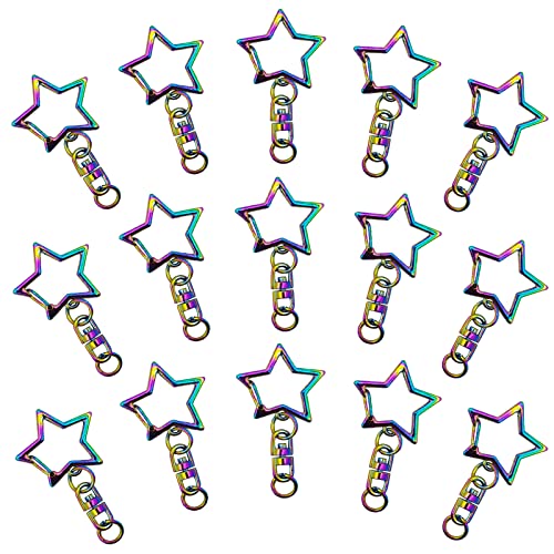 30pcs Star Shaped Spring Snap Keychain Clip,Metal Swivel Clasp Snap Hook Key Ring with Chain Hanging Buckle with Open Jump Ring Connector for DIY Crafts Key Ring Making,Bag Accessories(Rainbow) - color: Rainbow