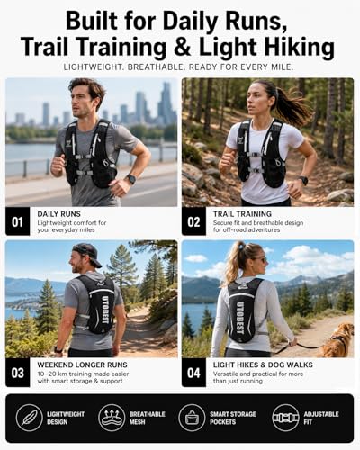 UTOBEST Running Vest Lightweight Hydration Vest Pack 5L UTR104 - color: Green Vest 5L - Only Vest