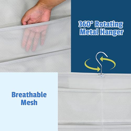 Simple Houseware 24-Pocket Double-Sided Hanging Closet Organizer | 1 Pack, for Bra & Underwear Storage with Rotating Hanger, Mesh Fabric, Gray