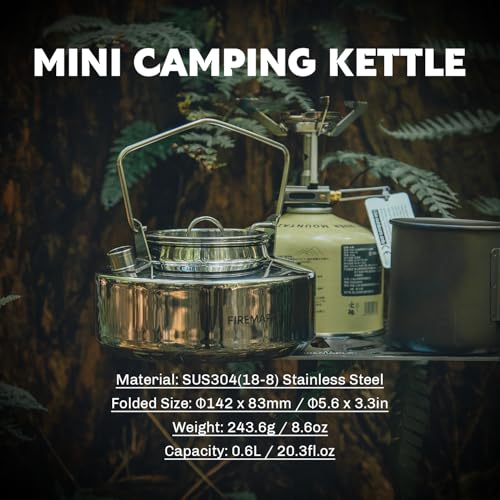 Fire-Maple Antarcti Camping Kettle Stainless Steel Camp Tea Pot, 0.6L - size: 0.6 Quarts