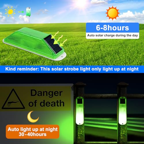 Aolyty Solar Warning Lights, Magnetic Base Beacon Light 4 Pack, Green | IP54 Waterproof Caution Light Auto On Off for Barricades, Construction Sites, Traffic Safety - color: Green