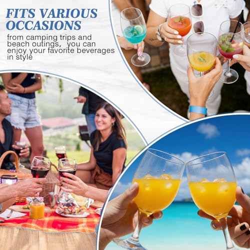 Remerry 4 Pack Unbreakable Wine Glass - Travel Detachable Clear Wine Glass, Plastic, Foldable, Portable, Collapsible, Outdoor, Camping, Picnic
