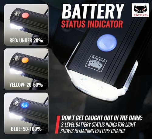 CATEYE AMPP USB Rechargeable Bike Light | Commuters, Road Cyclists & Mountain Bikers, Day & Night Riding Modes, IPX4 Waterproof, Tough & Durable - style: Ampp2200