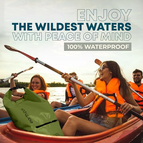 Earth Pak Waterproof Dry Bag with Zippered Pocket - Waterproof Dry Bag Backpack Keeps Gear Dry - color: Forest Green, size: 10L