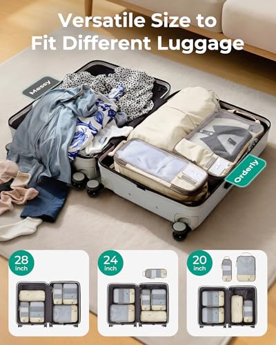 BAGSMART Compression Packing Cubes for Travel Essentials - color: Antique White, size: Set of 6