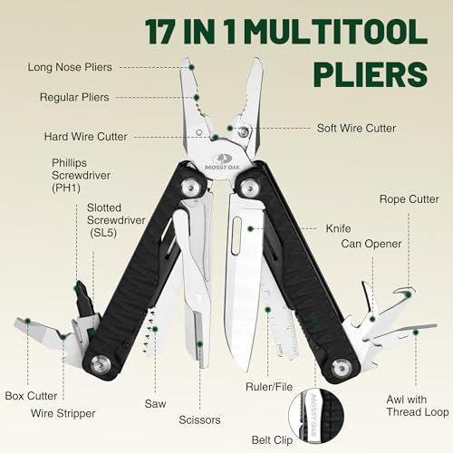 MOSSY OAK 17-in-1 Multitool Pliers, CNC-Machined Steel, G10 Handle - style: 17-in-1 with CNC Pliers & G10 Handle