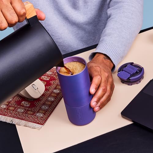 BrüMate Strova 18oz 100% Leakproof Insulated Coffee Mug | Ceramic-Lined Interior | Built-In Silicone Sleeve for Travel | Locking Flip Lid (Mocha) - color: Mocha