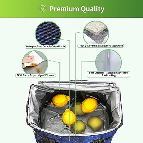 iknoe 24 Can Insulated Cooler Bag, Leakproof Lunch Tote Bag,Galaxy - color: GalaxyNew, size: Large