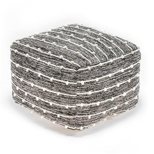 Anji Mountain 16" H x 22" W Handmade Pouf Ottoman for Living Room & Couch - color: Badger