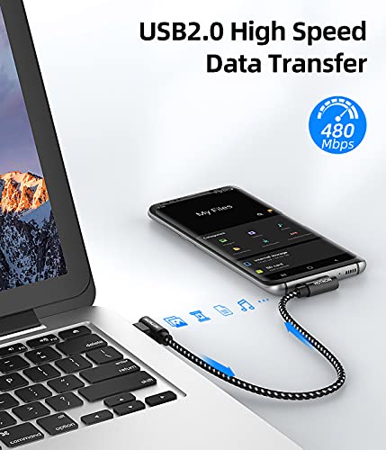 Short USB A to USB C Cable Right Angle 1ft, [3Pack 1ft] Portable 90 Degree USB-C Charger Cord Nylon Braided Fast Charging for Samsung Galaxy S10 S9 S8 Plus Note 9 8 and Other Type c Devices - color: Black, size: 1FT