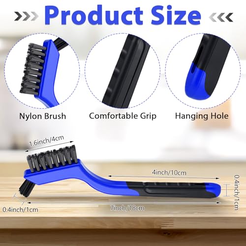 Reallnaive 50 Pcs Nylon Cleaning Brushes Bulk 7 Inch Blue Nylon Brushes with Curved Handle Grip for Deep Cleaning Small Parts Rust Dirt Paint Scrubbing, Removal Surface in Hole - color: Blue