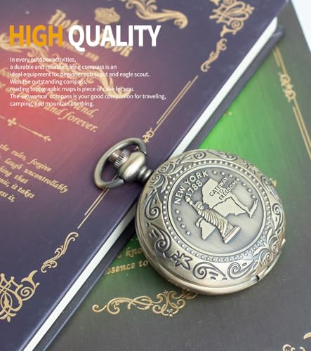 Zinc Alloy Waterproof Golden Keychain Compass - Vintage Antique Design for Kids, Boy Scouts & Hiking - Survival Orienteering & Navigation Gear