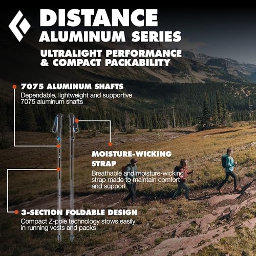 BLACK DIAMOND Distance Z Trekking Poles (Pair), Foldable Z-Pole, Hiking - color: Pewter (Aluminum FLZ-Folding), size: 95-110 cm