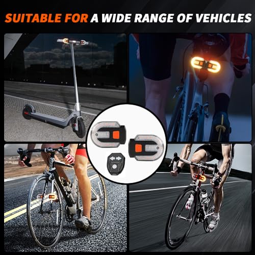 4Pcs Turn Signals for Bicycles with Alarm, USB Charging Remote Control Split/Integrated Bike Tail Light 5 Modes Waterproof Strobe Bike Rear Lights Can be Mounted on Front and Rear of Bicycle
