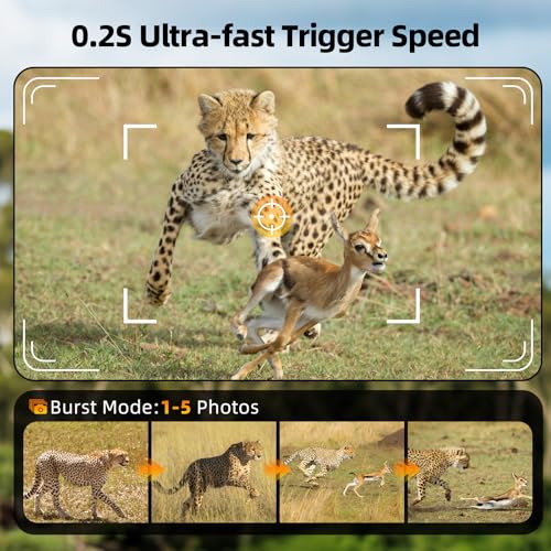 BoxLegend Solar Trail Camera WiFi 4K 60MP with 64GB Memory Card Game Cameras with Night Vision Motion Activated Waterproof Trigger Speed Trail Cam Wide Angle Wildlife Camera for Backyard and Outdoor | Night Vision, Motion Activated, Waterproof, Trigger Sp