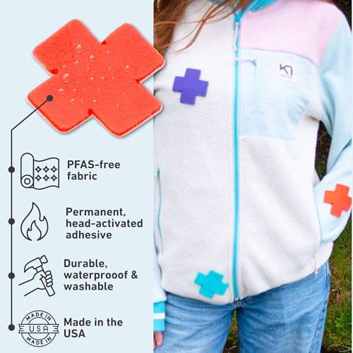 Polartec Power Grid Fleece Repair Patch – Peel & Stick No-Sew Fleece Patches for Fleece Jackets, Pullovers, Hoodies, Vests, Base Layers & Mid-Layers, Soft Warm Breathable Gear Patch - color: Strawberry