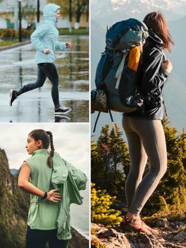 CRIPOM Light Weight Rain Jacket Women Waterproof Windbreaker Travel Rain Coats for Women Packable S-XXL - color: Black, size: X-Large