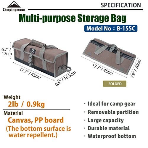 CAMPINGMOON Bottom Waterproof Outdoor Camping Tent Stakes Hammer Multi-Container Storage Box Bag (Canvas, M Size(17.7-inch Length, B-155C))