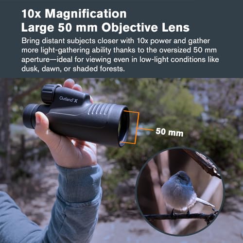 Celestron – Outland X 10x50 Monocular – Includes Smartphone Adapter – Large 50mm Objective Lens – Multi-Coated Optics – BaK-4 Prism –Waterproof & Fogproof – Tripod Adaptable – Belt Case Included - size: 10x50 Monocular