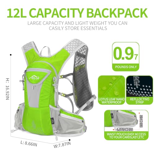 IX INOXTO Hydration Pack Backpack, Lightweight Water Backpack with 2L Hydration Bladder Daypack for Men Women,Running Hydration Vest for Trail Running Hiking Cycling Race Climbing - color: Fruit green