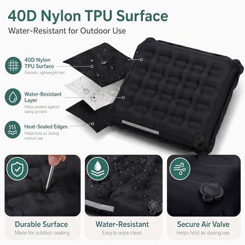 Portable Inflatable Seat Cushion for Air Travel, 2.75-Inch Thick - color: Green