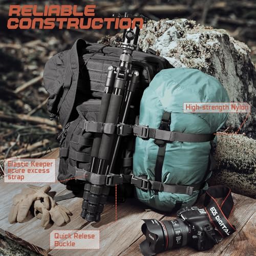Molle Attachment Strap for Tactical Military backpack 24"Adjustable | Compression Tie Down Strap to Secure Gear Tripod Sleeping Bag Modular Accessories Strap for Rush Tier System,Heavy Duty Nylon - color: Black 4Packs, style: Style A