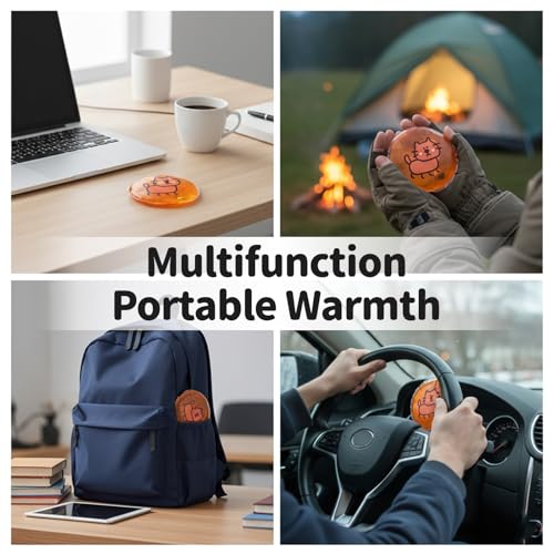 Click-Activated Hand Warmer 4-Pack, Portable Reusable Heat Pack, Cartoon Animal Design for Commute Office Outdoor Activities Winter Warmth, for All Ages