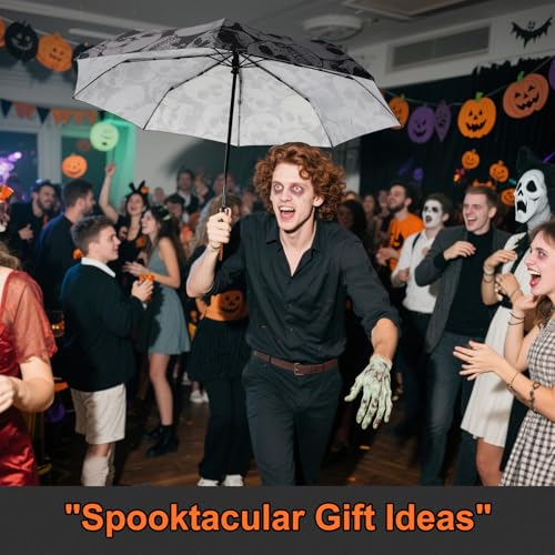 Skull Handle Windproof Travel Umbrella Compact Portable, Auto Open Close | Luxury Gothic Skull Grip with One-Touch Automatic Open, Wind Resistant and Sturdy for Rain, Lightweight to Carry Daily - color: 03.Gothic