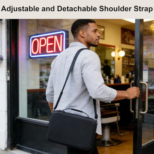 Barber Bag Clipper Case, Barber Carrying Case Organizer Box-Black | Adjustable Shoulder Strap, Mens Barber Accessories Bag for Clippers and Supplies, Hard Travel Case for Hair Cutting Grooming - color: Black