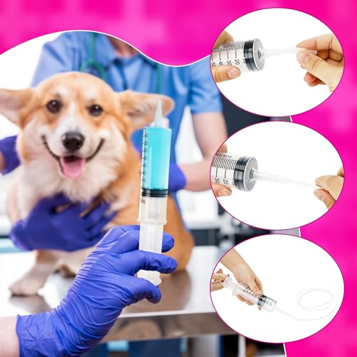 8 Pack 100ml Large Plastic Syringe with 40 inch Handy Plastic Tubing and Connections for Liquid Measuring Watering Pet Feeding