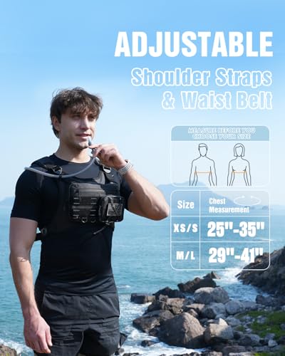 Zelvot Running Vest with 2L Water Bladder, Hydration Backpack, U.S. Design Patent, Lightweight Hydration Pack with Gear Holder, Reflective Chest Pack for Men Women - color: Black, size: M/L (12L)