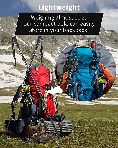 AISUNOURDOOR Lightweight Adjustable Trekking Poles, Aluminum Collapsible Travel Hiking or Walking Sticks for Women Children, with One Disposable Raincoat - color: Blue