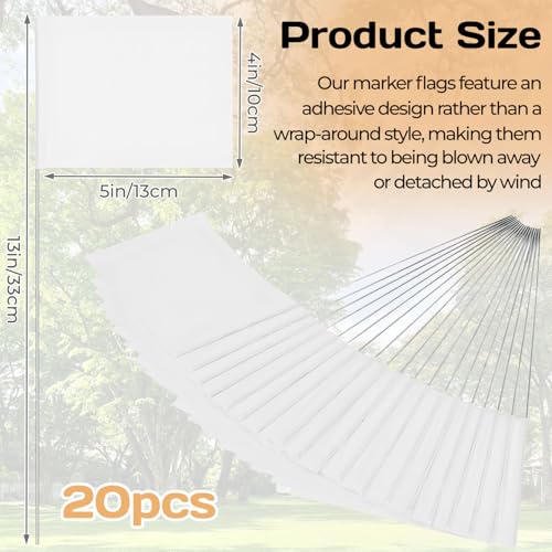 20Pack White Marking Flags,Writable | 15x4x5 Inch,PVC Small Lawn Marking Flags,Yard Flags for Garden Survey Irrigation Yard Marking and Dog Training (White 20Pcs) - color: White 20Pcs