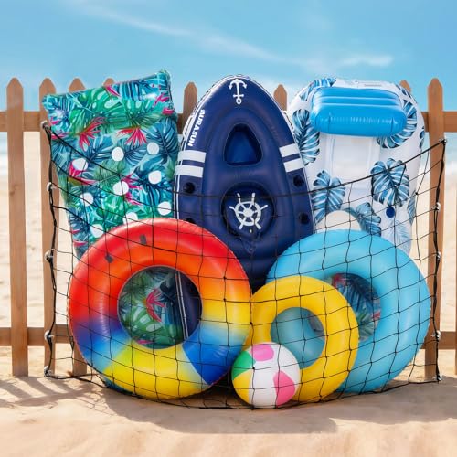 AURASUN 71" L x 47" W Pool Float Storage Net for Fence with Hooks - size: L - 71" L x 47" W