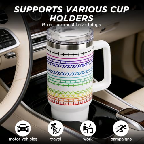 40oz Stainless Steel Large Insulated Tumblers With Handles Lids And Straws - color: White