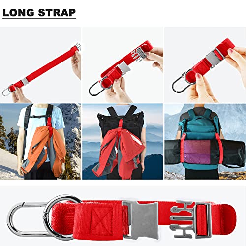 Elastic Jacket Gripper Travel Strap with D-Ring Hooks and Buckle, Suitcase Straps Belts Travel Accessories, Makes Your Hands Free - color: Red