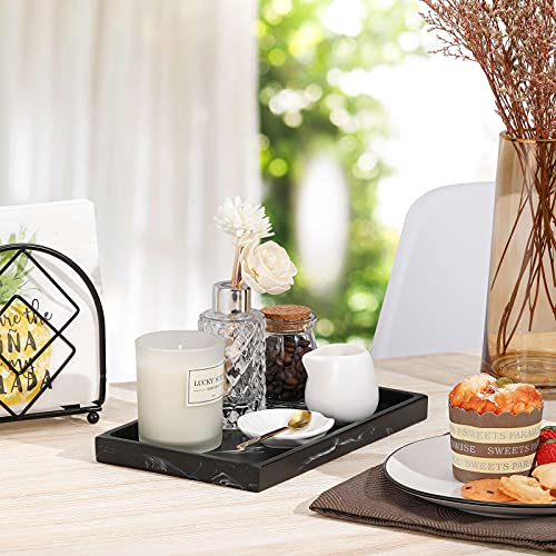 Luxspire Resin Bathroom Vanity Tray for Countertop Organizer, M, Ink Black | 10 x 6 inch, non-slip waterproof resin, easy wipe clean, fits bath kitchen vanity, holds jewelry toiletries soap - color: Ink Black, size: M