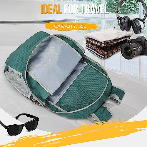 ZOMAKE Lightweight Packable Backpack 35L, Water Resistant Foldable Day Pack | Collapsible Hiking Backpacks, Compact Folding Daypack for Travel Camping, Everyday Carry, Multi-Pocket Layout(Army Green) - color: Army Green