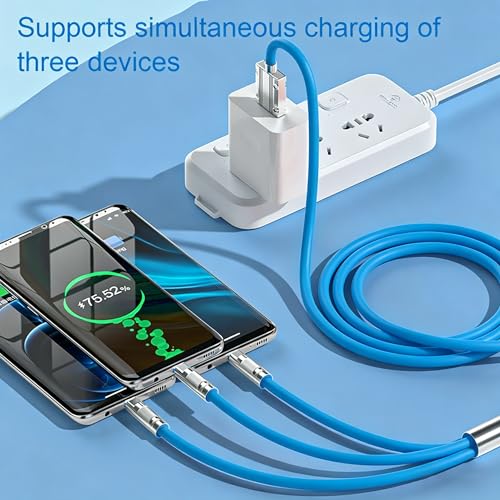 Awnuwuy 4FT Multi 3 in 1 Charging Cable Blue, 3 Port Lightning/Type-C/Micro | Multiple Charger Cable, Short Universal Charging Cable for iPad, iPhone 17/16/15/14, Samsung S26, Google, Sony PS5, Kindle - color: Sky Blue, size: 4FT