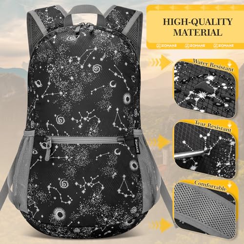 ZOMAKE Lightweight Packable Backpack, Foldable Small Travel Day Pack - color: Starry Pattern