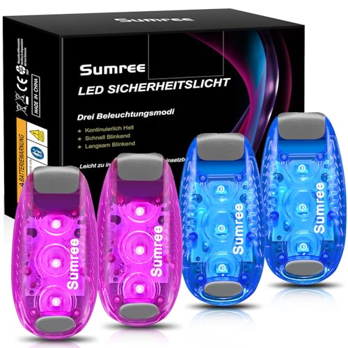 LED Safety Lights(4 Pack).Clip On Strobe&Running Lights.High Visibility Accessories Gear for Your Reflective,Bicycle etc.for Runners, Bike, Walking,Dog Collar, Stroller - color: Pink&Blue