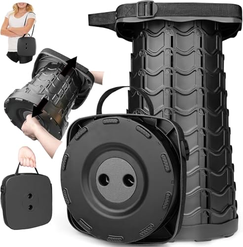 Square Collapsible Stool for Adults, Portable Folding Camping Seat, 400lbs - color: Black, size: 1 Pack