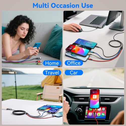 6 in 1 Multiple Charging Cable,USB A/C Universal Charger Cable 2 Pack 6Ft - size: 6 ft