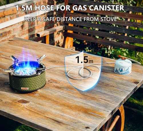 Portable Camping Gas Stove with Storage | 5 Burners Propane Stove for Outdoor Patio Cooking Picnic Camping Hiking Tailgating Emergency Use, Green GS344