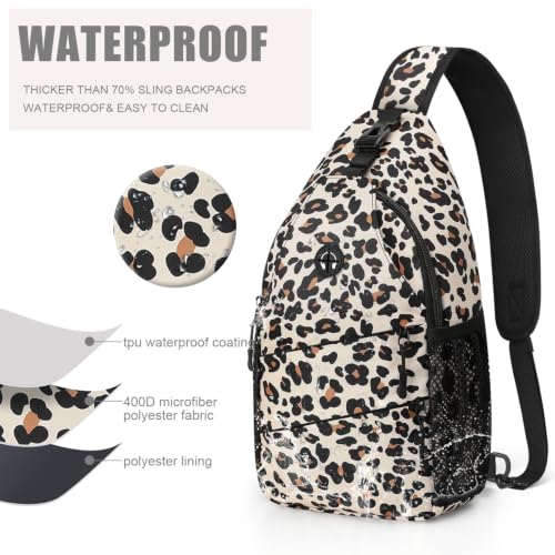 Pritent Crossbody Bags for Women Men Trendy Sling Bag Backpack Casual Chest Bag with Convertible Shoulder Strap - color: Leopard, size: Medium
