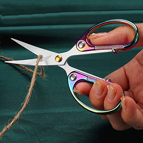 4.5" Cute Embroidery Scissors with Curved Tip for Sewing, Small Stainless Steel Sharp Scissors Craft Shear for DIY Craft Art Work Sewing Handicrafts Needlework Tool and Daily Use Colorful - color: Colorful
